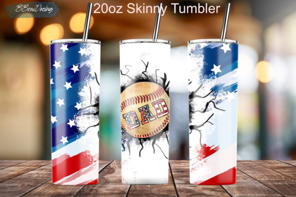 Dad Baseball Crack,US Flag ,20oz Skinny