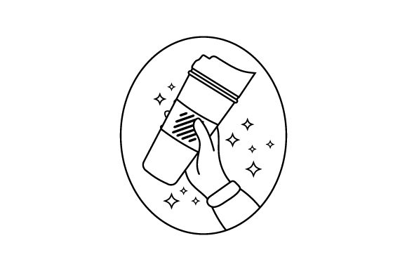 Hand Holding a Tumbler Line Art
