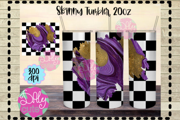 Marble Tumbler 20oz Skinny Wrap, Purple