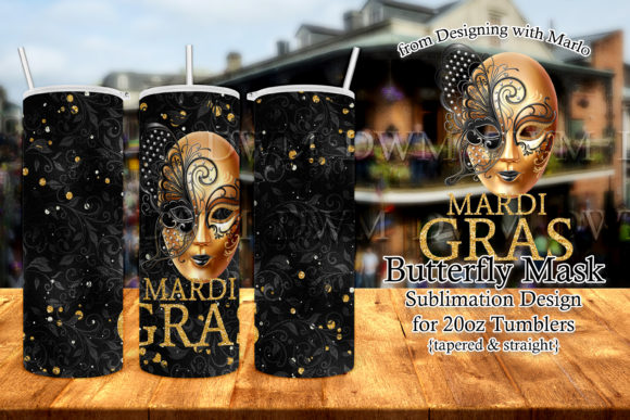 Mardi Gras Butterfly Mask 20oz Tumbler