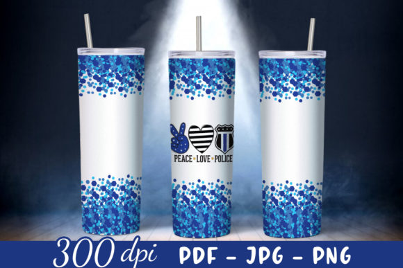 Peace Love Police Skinny Tumbler PNG