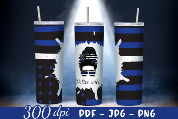 Police Tumbler Wrap Sublimation Design
