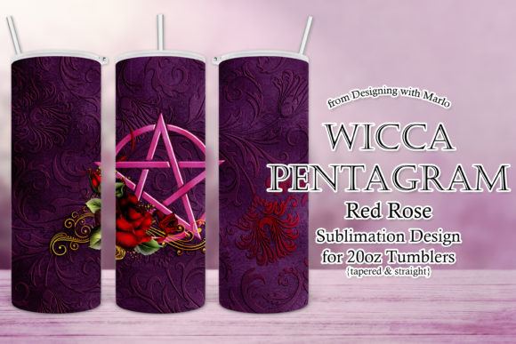 Red Rose Pentagram Tumbler Design