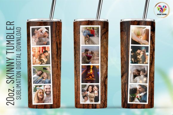 Rustic Wood Photo Frame Tumbler Wrap