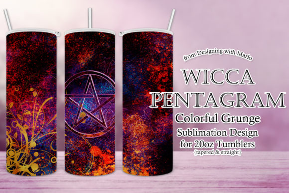 Wicca Pentagram Grunge 20oz Tumbler Wrap