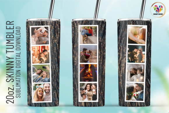 Wood BArk Photo Frame 20oz Tumbler Wrap